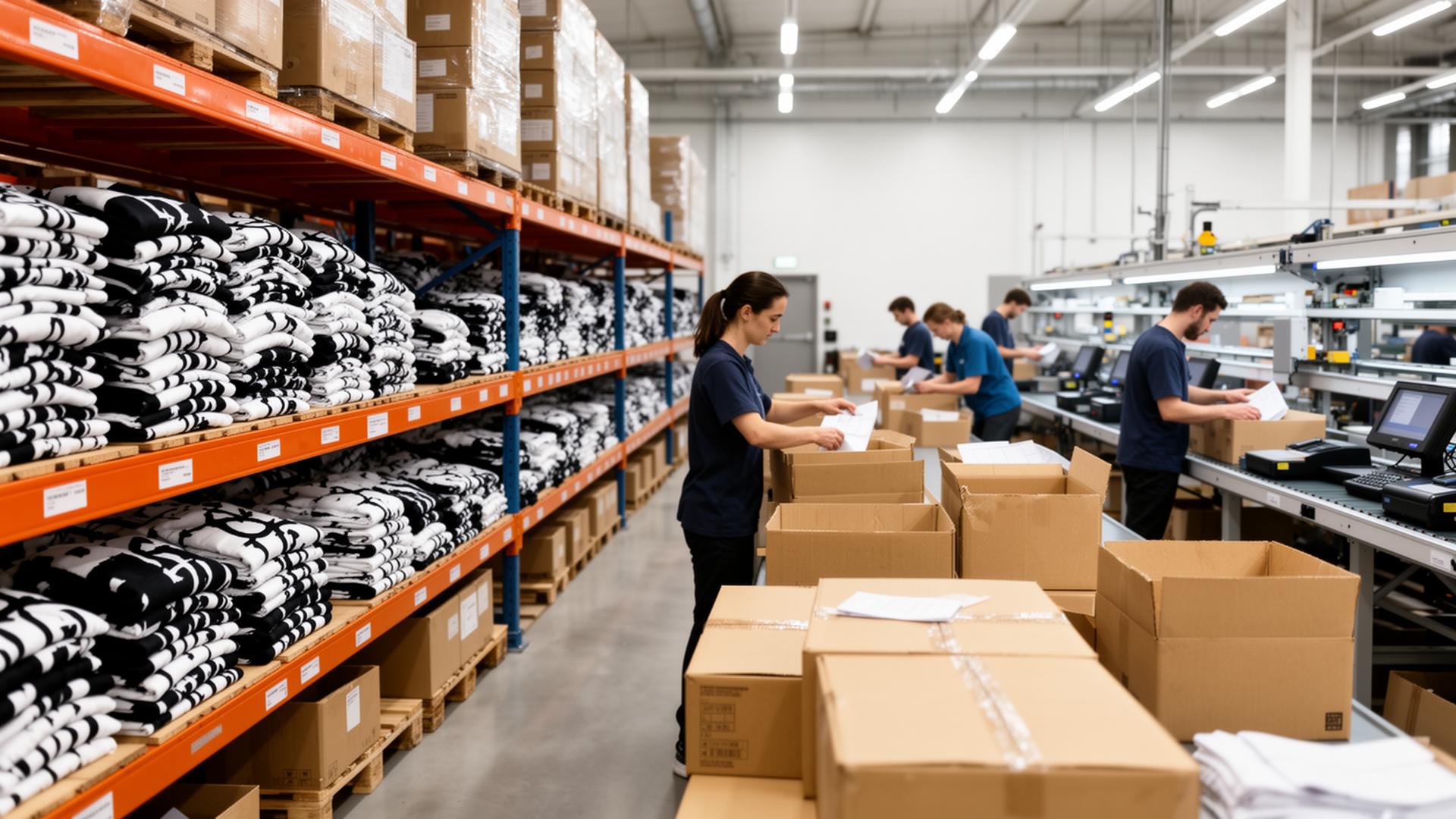 Order fulfillment warehouse packing apparel